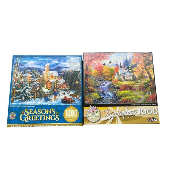 Seasonal Fall and Winter New 2 Puzzle Pack 1000 pieces - Picture 1 of 10